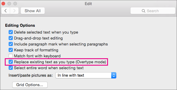 word for mac editing mode